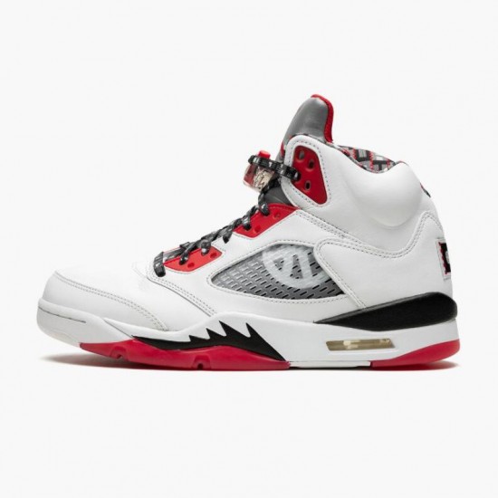 Air Jordan 5 NZ  Retro Quai 54 2021 White/University Red/Black DJ7903-106