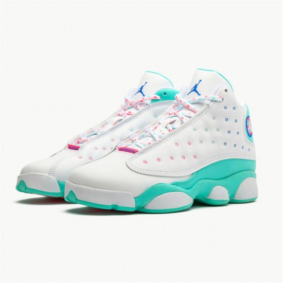 Air Jordan 13 NZ Retro White Soar Green Pink (GS) 439358-100